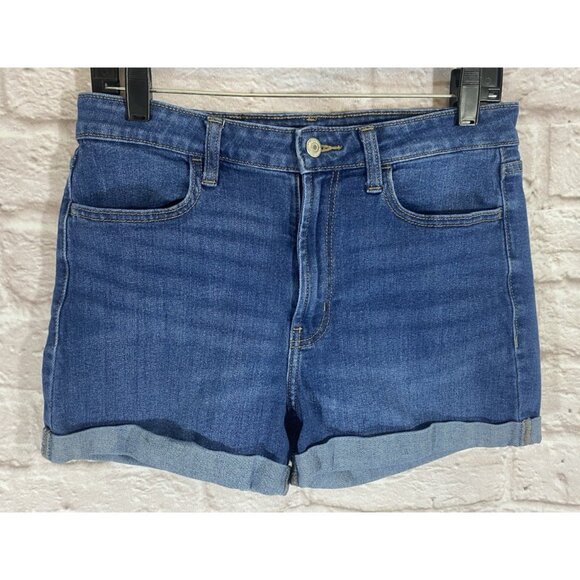 Old Navy Women's Size 8 Blue Denim High Rise WOW Cuff Jean Shorts - Picture 1 of 8